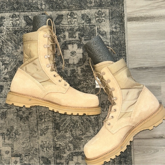Hot Weather Army Combat Boots Men 9.5 R 275 Desert Tan Vibram Military MADE USA - Picture 6 of 8